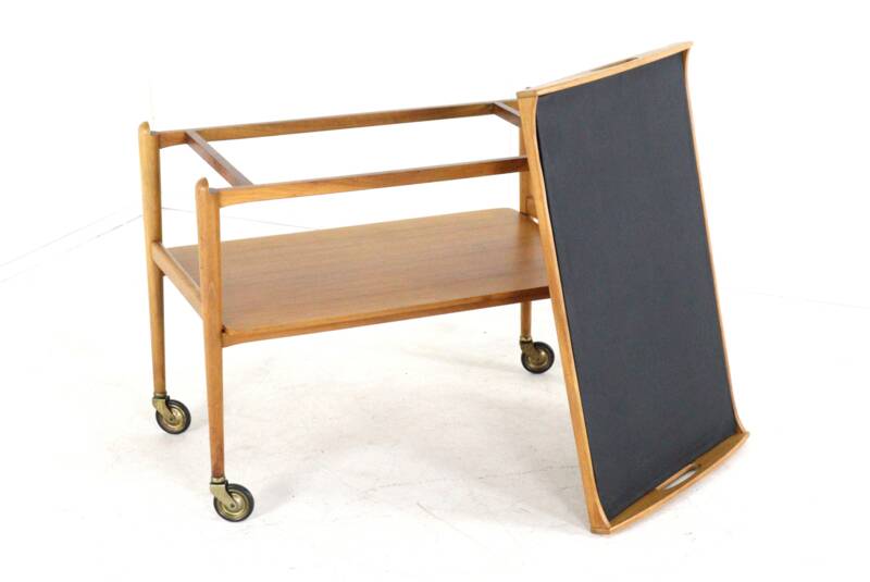 mid century modern wooden Trolley with removable tray