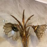 Paire d'appliques en laiton et nacre