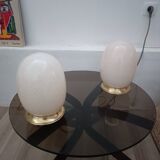 Pair of Eggs lamps, Murano glass, 1970s
