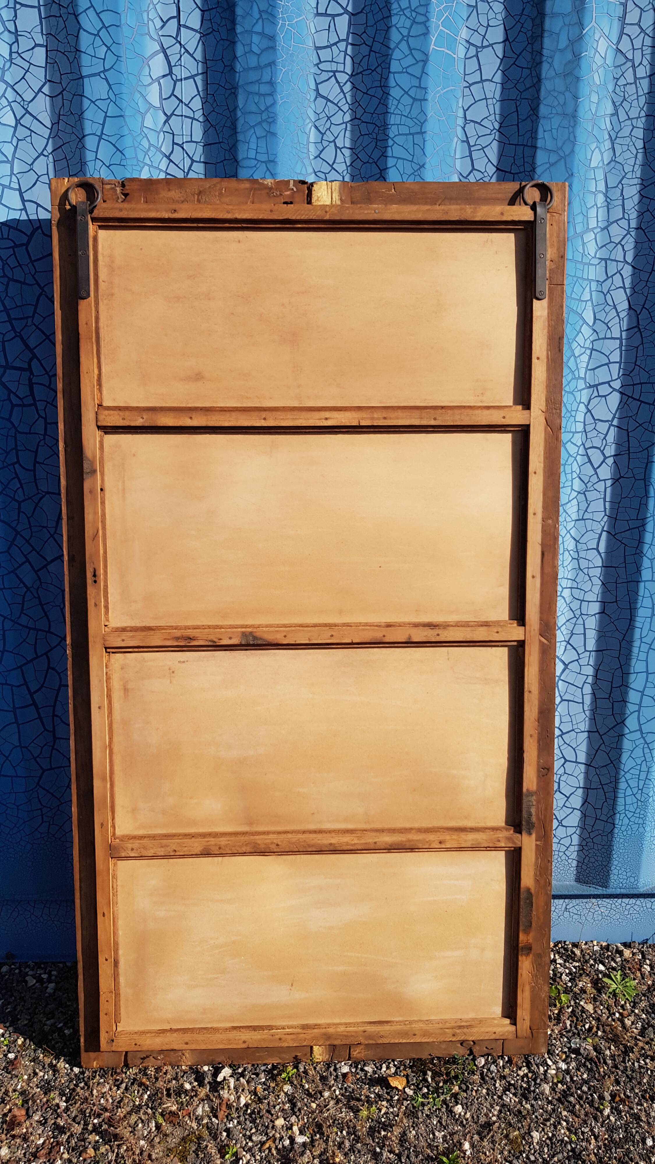 Old Burmese teak mirror with copper fittings