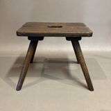 Pair of period stools in solid oak.