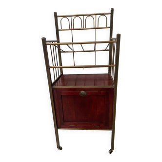 Rolling bar in brass and gilded wood, 20th century