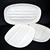 Asparagus set: 2 plates + asparagus dish in antique earthenware