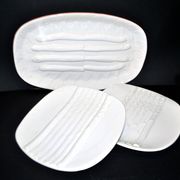 Asparagus set: 2 plates + asparagus dish in antique earthenware