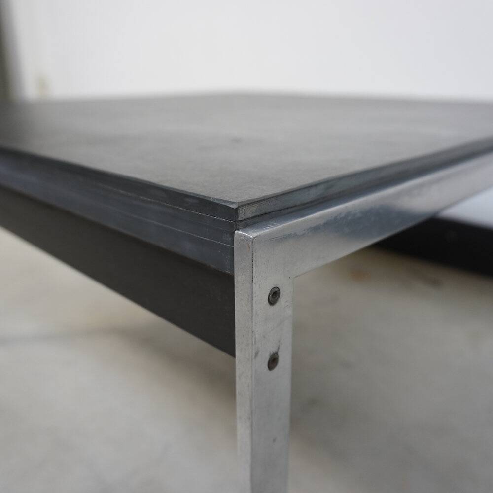 Square coffee table with black stone top, 1970s
