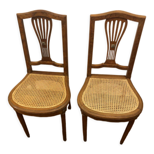 Paire chaises cannées