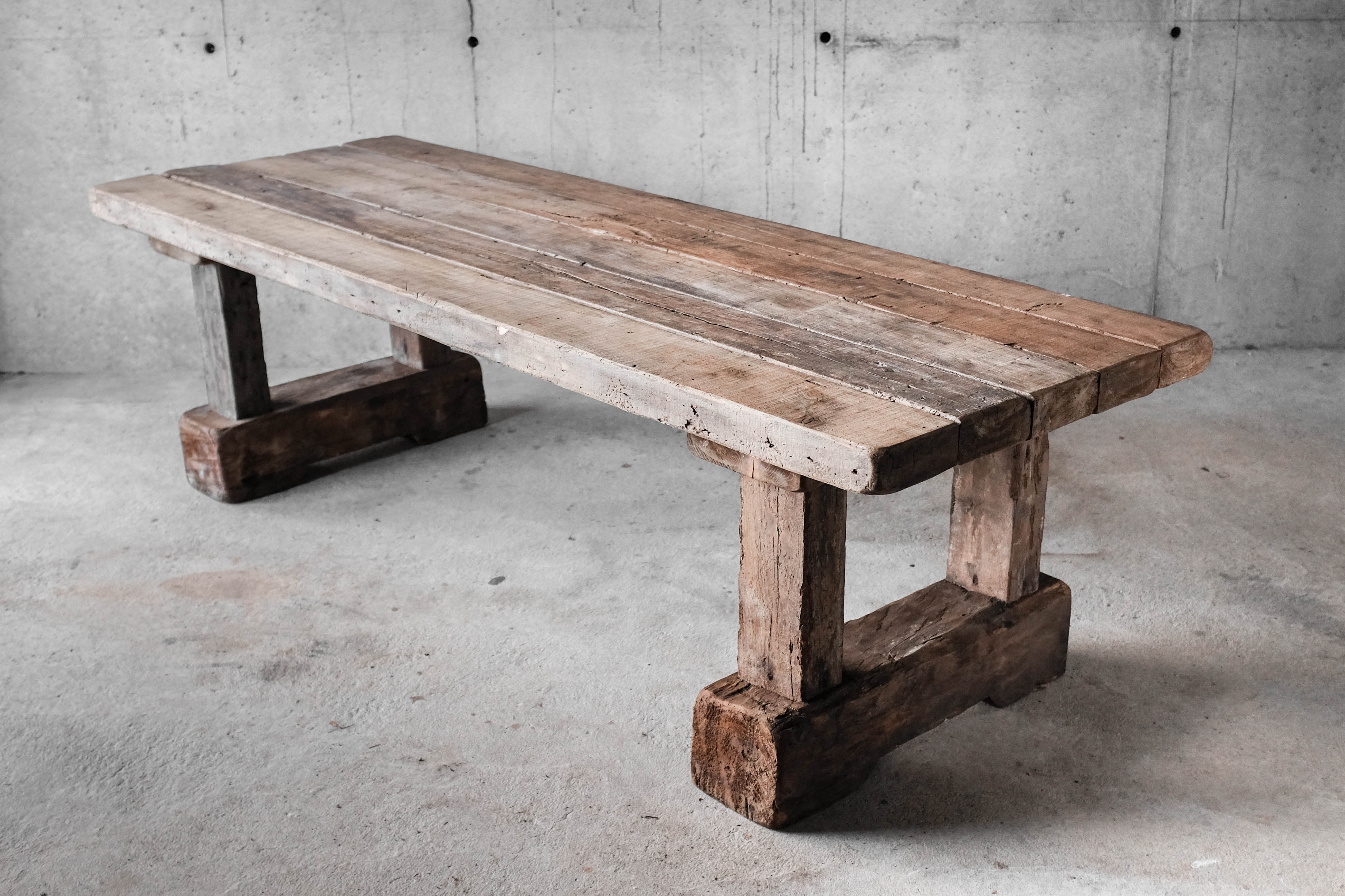 Primitive dining table, solid wood