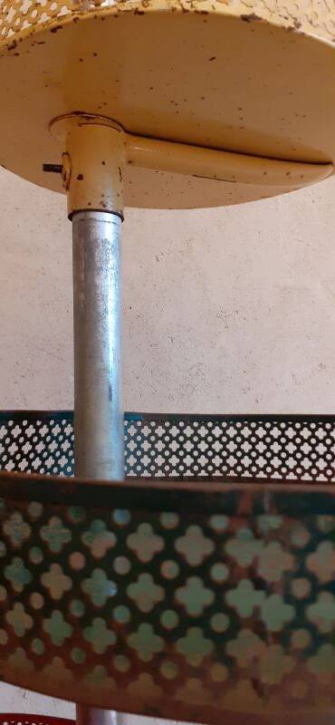 Grocery store display 1950 1960 Paris France perforated sheet metal rigitulle