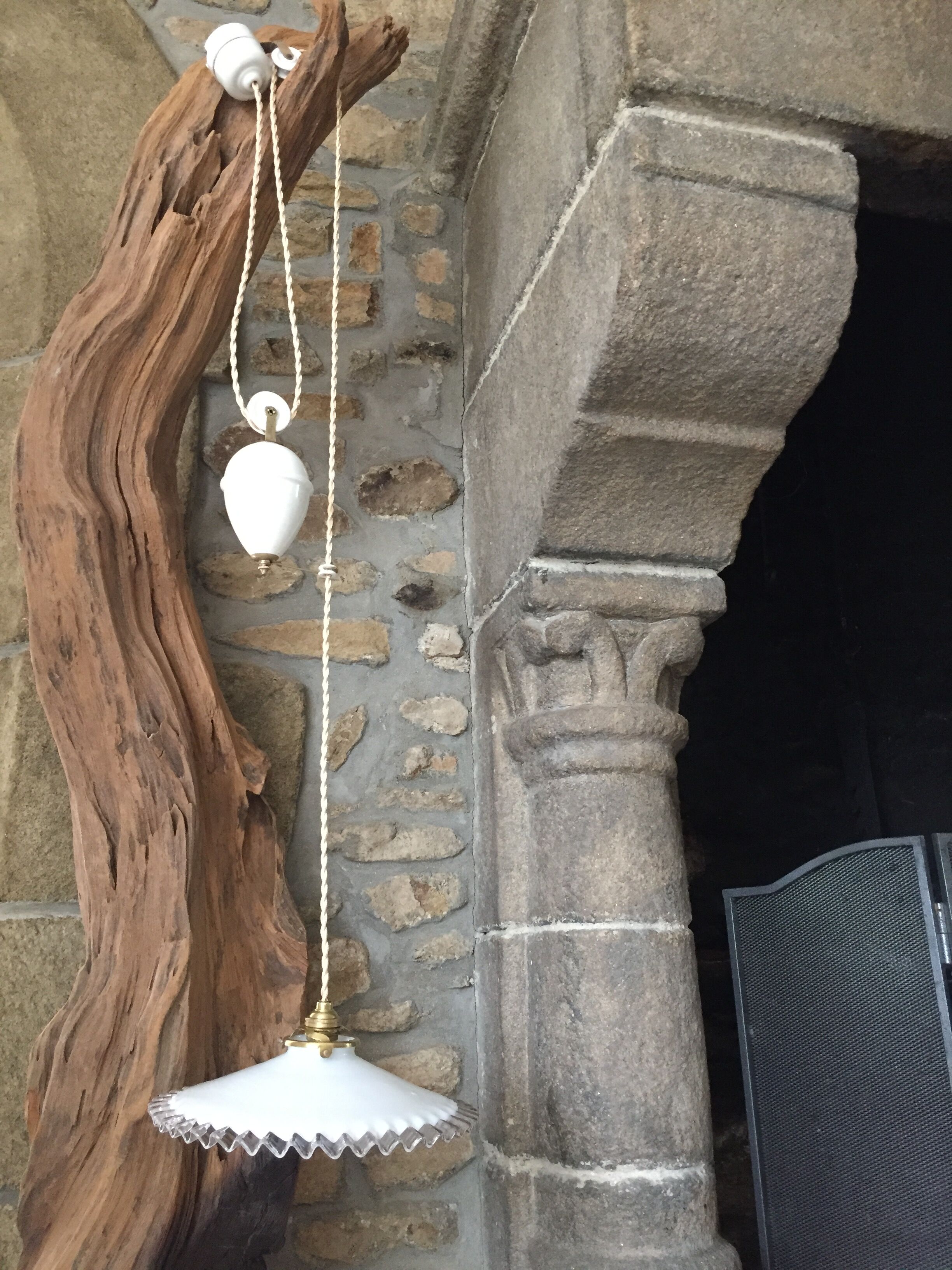 Suspension opaline rises down 1920s (number 8)