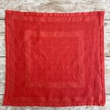 Set of 12 damask towels dyed in coral red - cotton - 50x50 cm