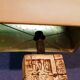 Vintage "Egyptomania" lamp in ceramic and patinated brass