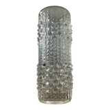 Vintage cylindrical vase with raised dots in molded glass