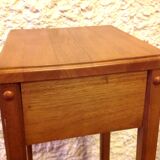 Square plant holder in light wood / 70s-80s