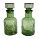Pair of green decanters