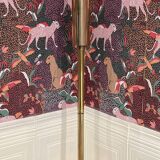 American glass and metal floor lamp 200 cm, 1950s design.