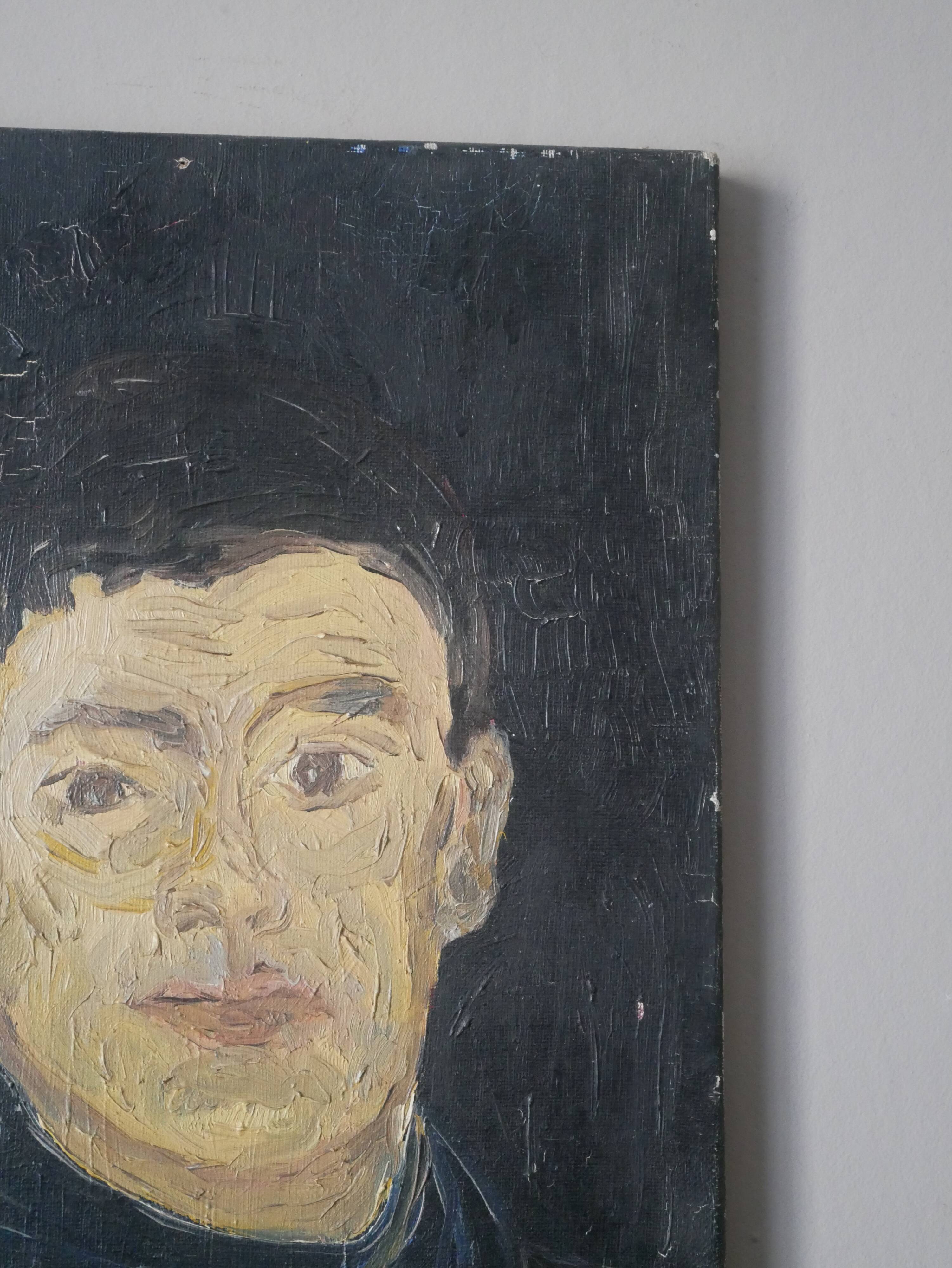 Vintage acrylic portrait on canvas contemporary country decoration