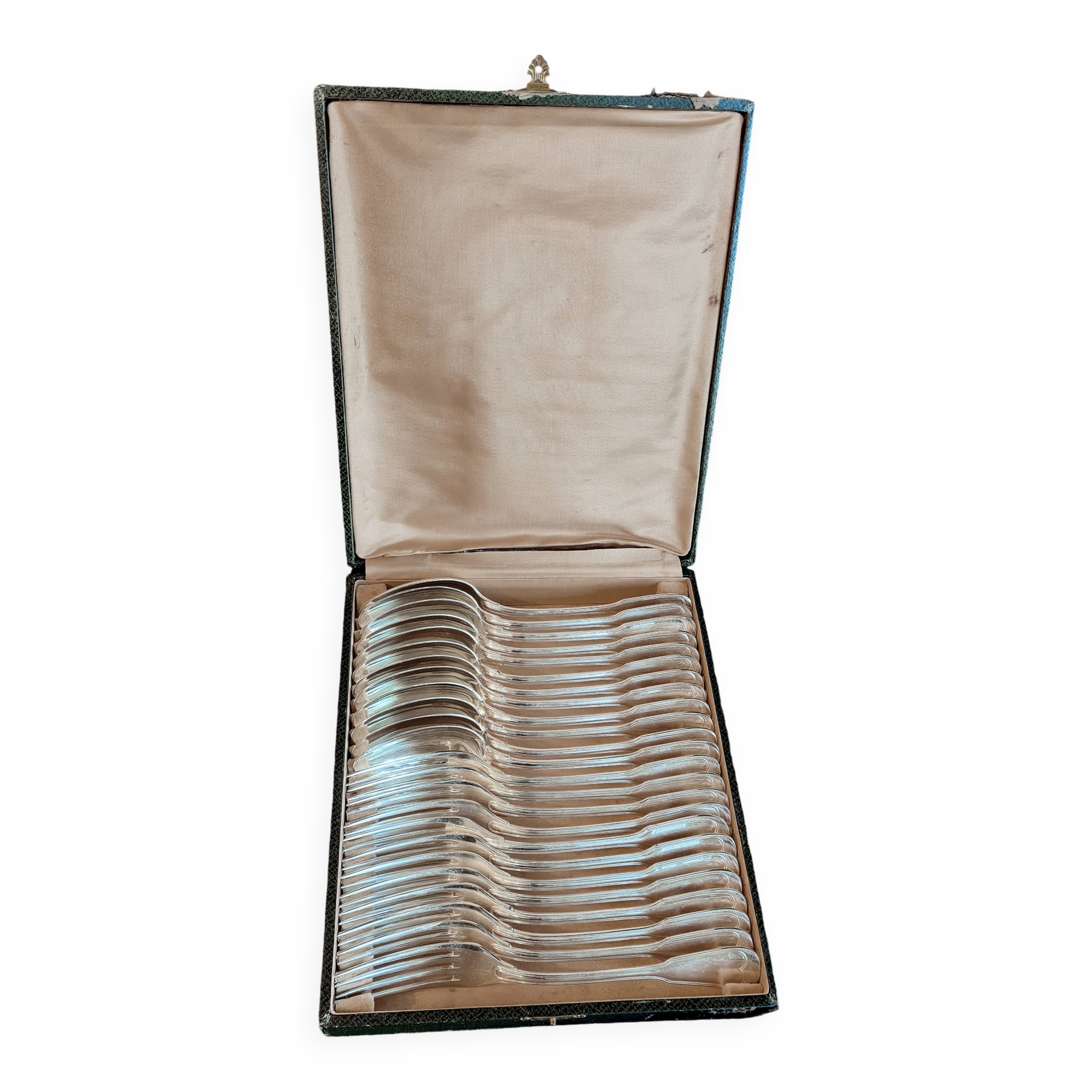 24-piece silver-plated metal cutlery set "Deettjean 190" and their box - Filet de Coeur model - Ref 11