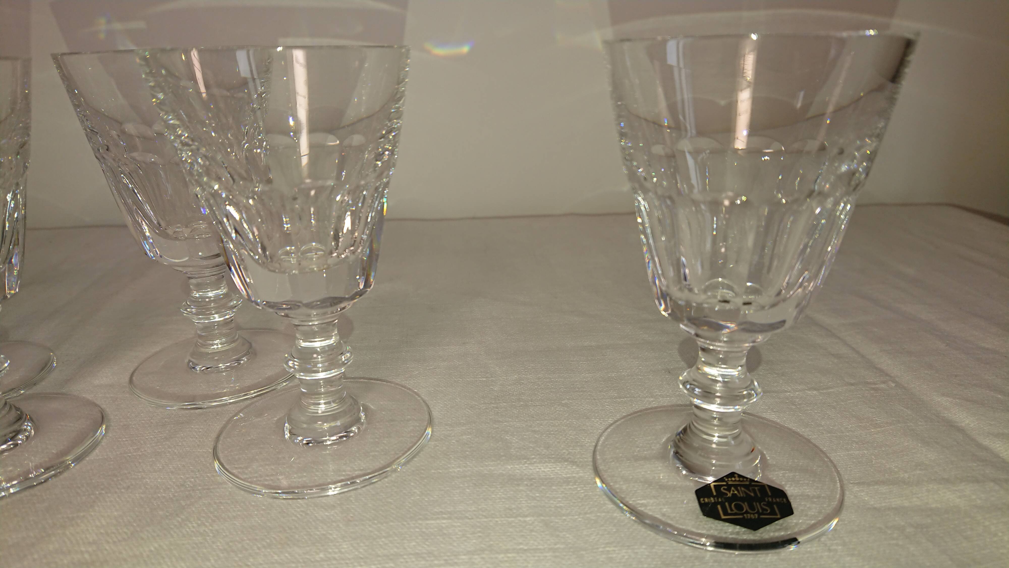 Five faceted glasses, caton collection, Saint-Louis crystal factory