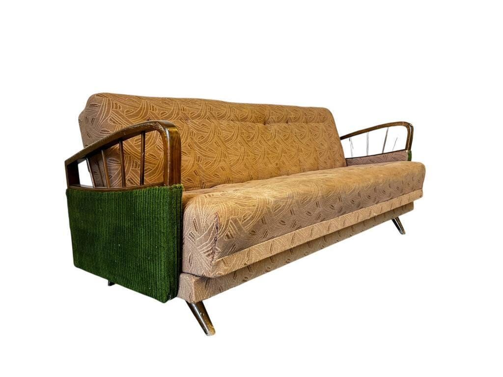 Vintage green beige sofa / sofa bed / armchair