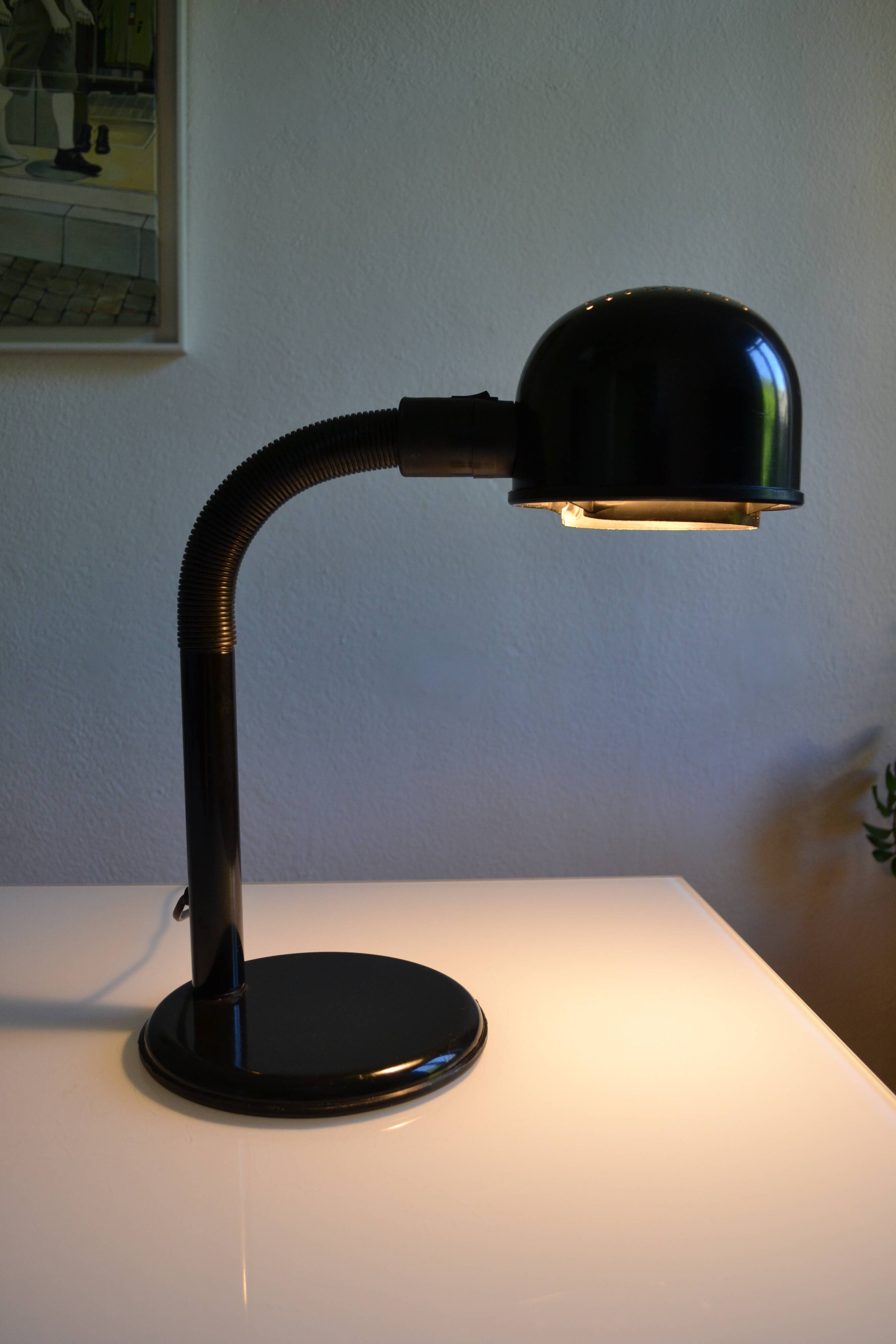 Black goose neck desk lamp ALDA 1980 Swedish Mid-Century