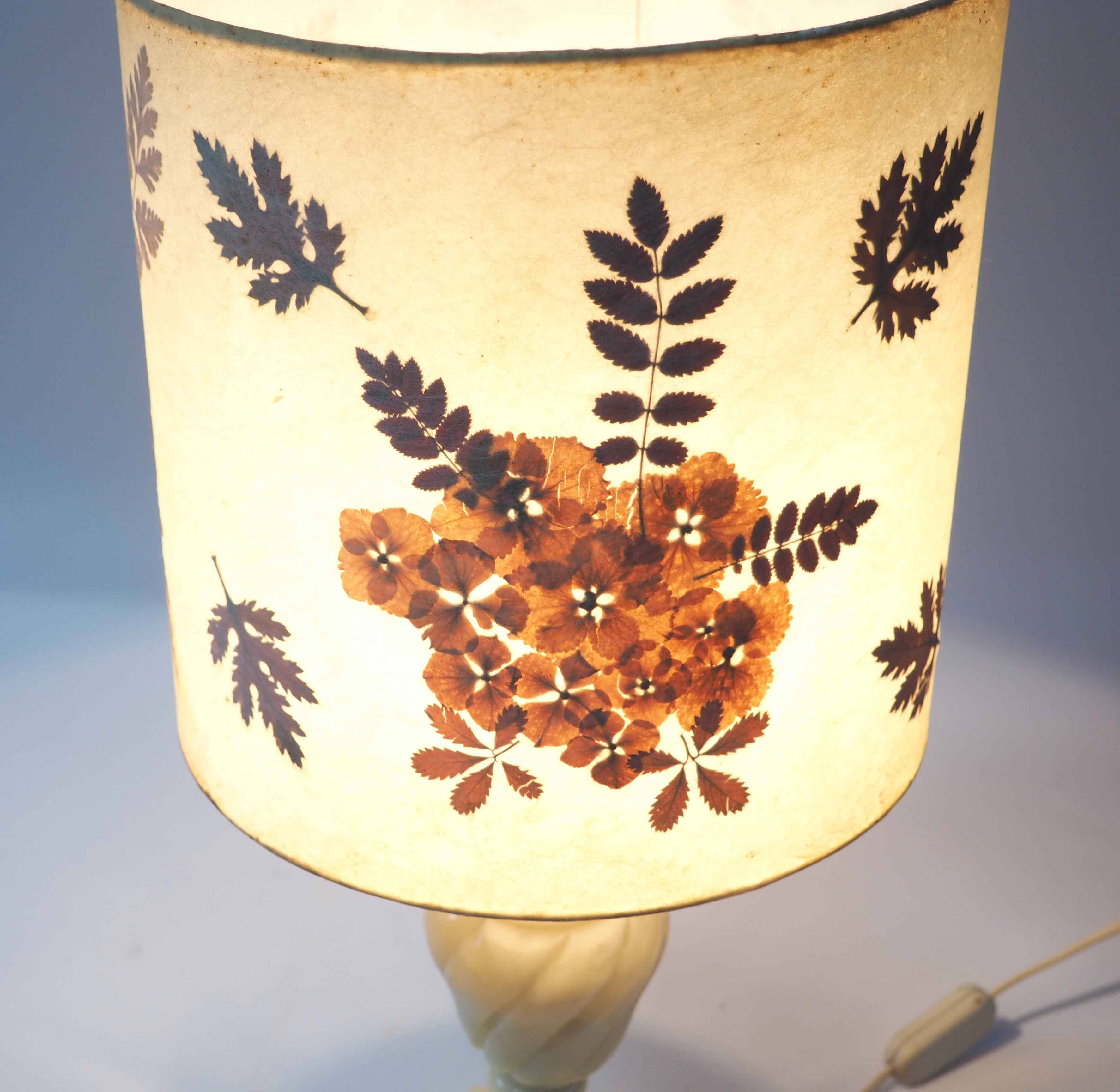 Alabaster lamp and herbarium lampshade