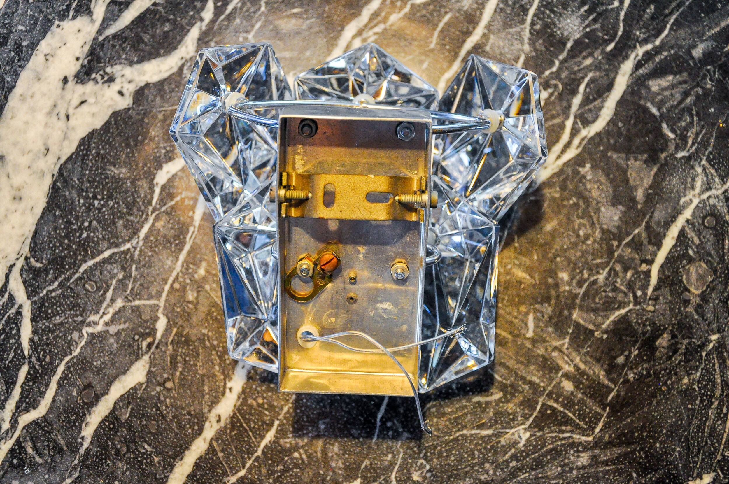 Kinkeldey wall lamp, cut crystals, 2 levels, Germany, 1970