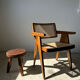 Brown solid wood stool flat circular seat