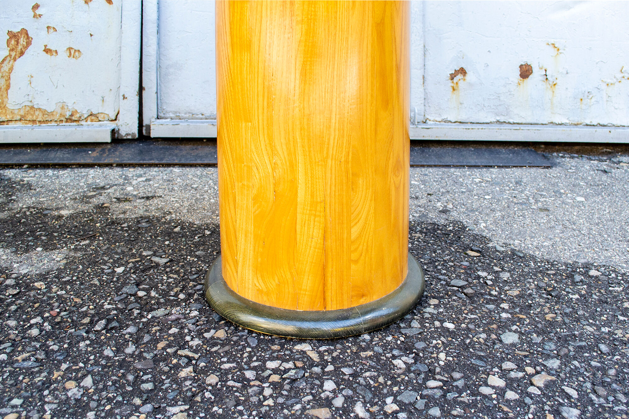 Beech table with striped decoration Italy 70s