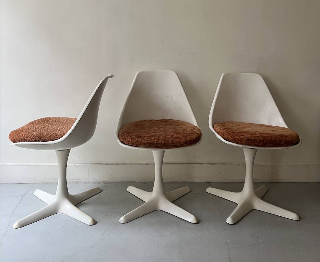 Set de 3 chaises tulipe par Maurice Burke pour Arkana, design 1970