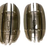 Italian Smoked Glass Wall Lights from Veca, Set of 2