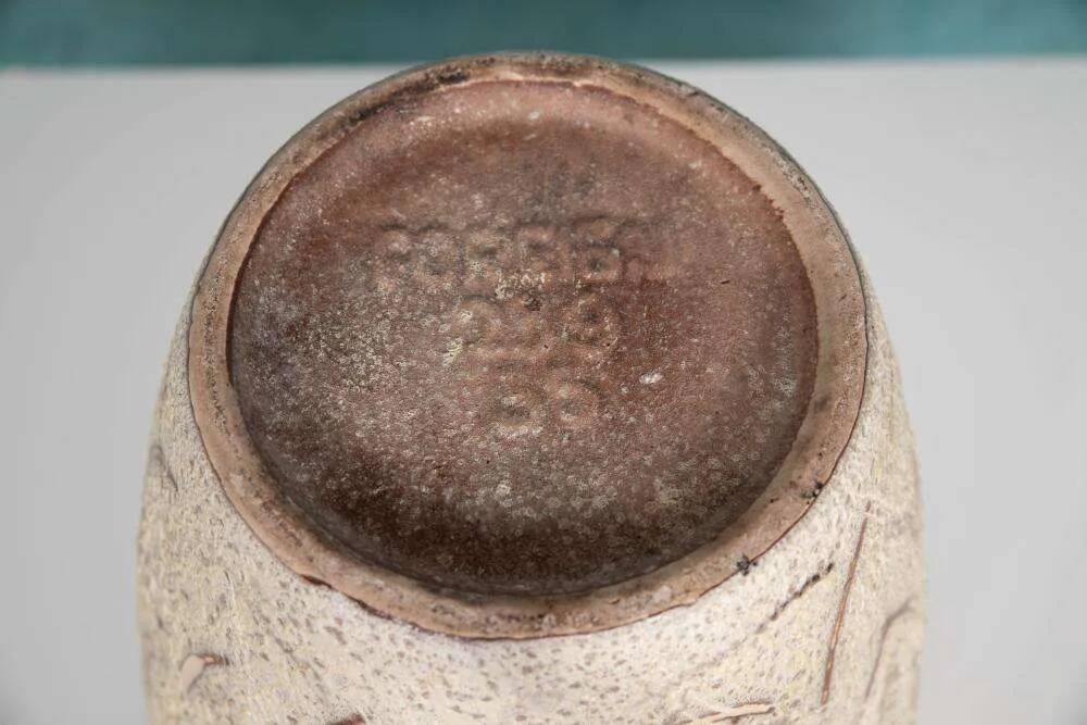 Vintage ceramic vase with glossy lava glaze, foreign vase from the 1960s.