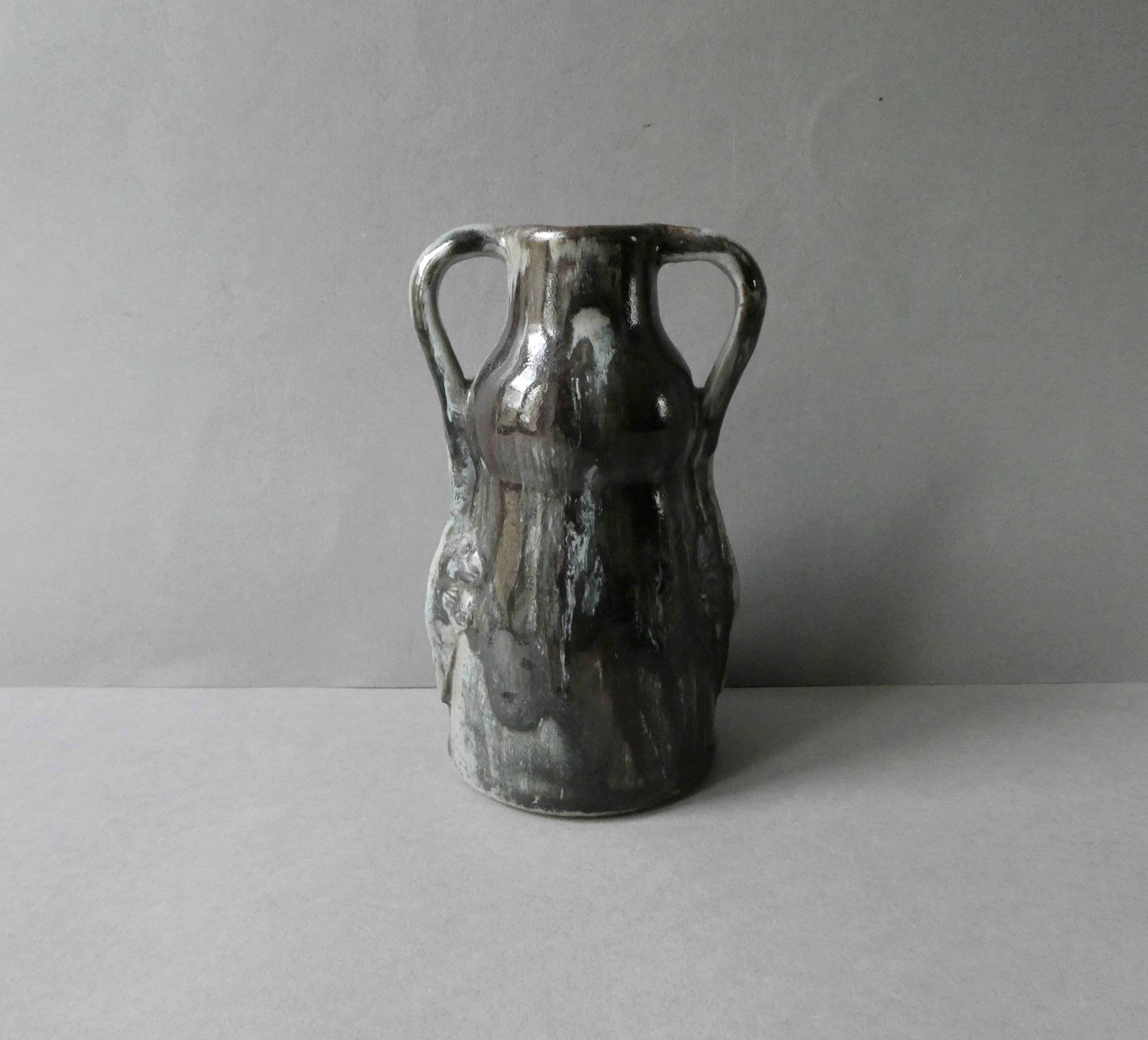 Signed glazed stoneware vase, Georges Max Claudet, Art Nouveau style