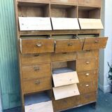 Vintage 50s wooden clamshell workshop furniture