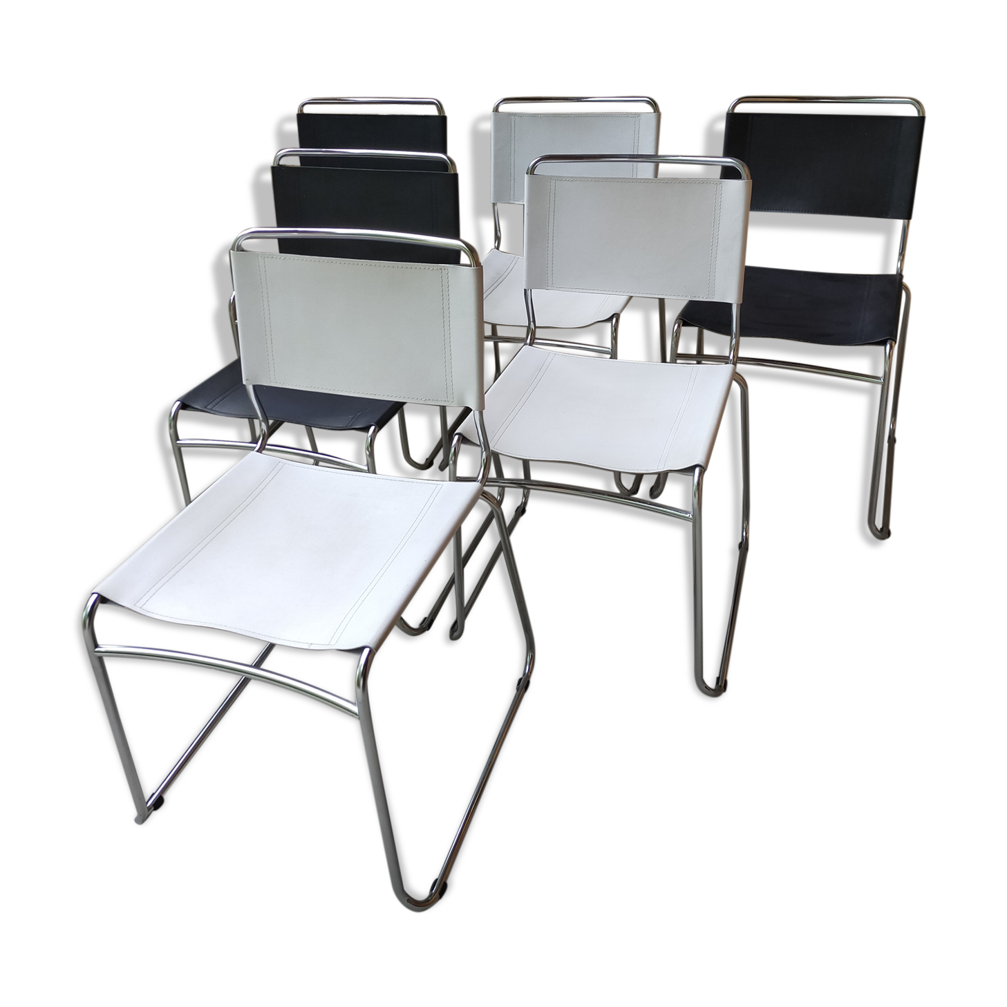 Lot of 6 chrome metal chairs