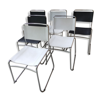 Lot de 6 chaises métal chromé