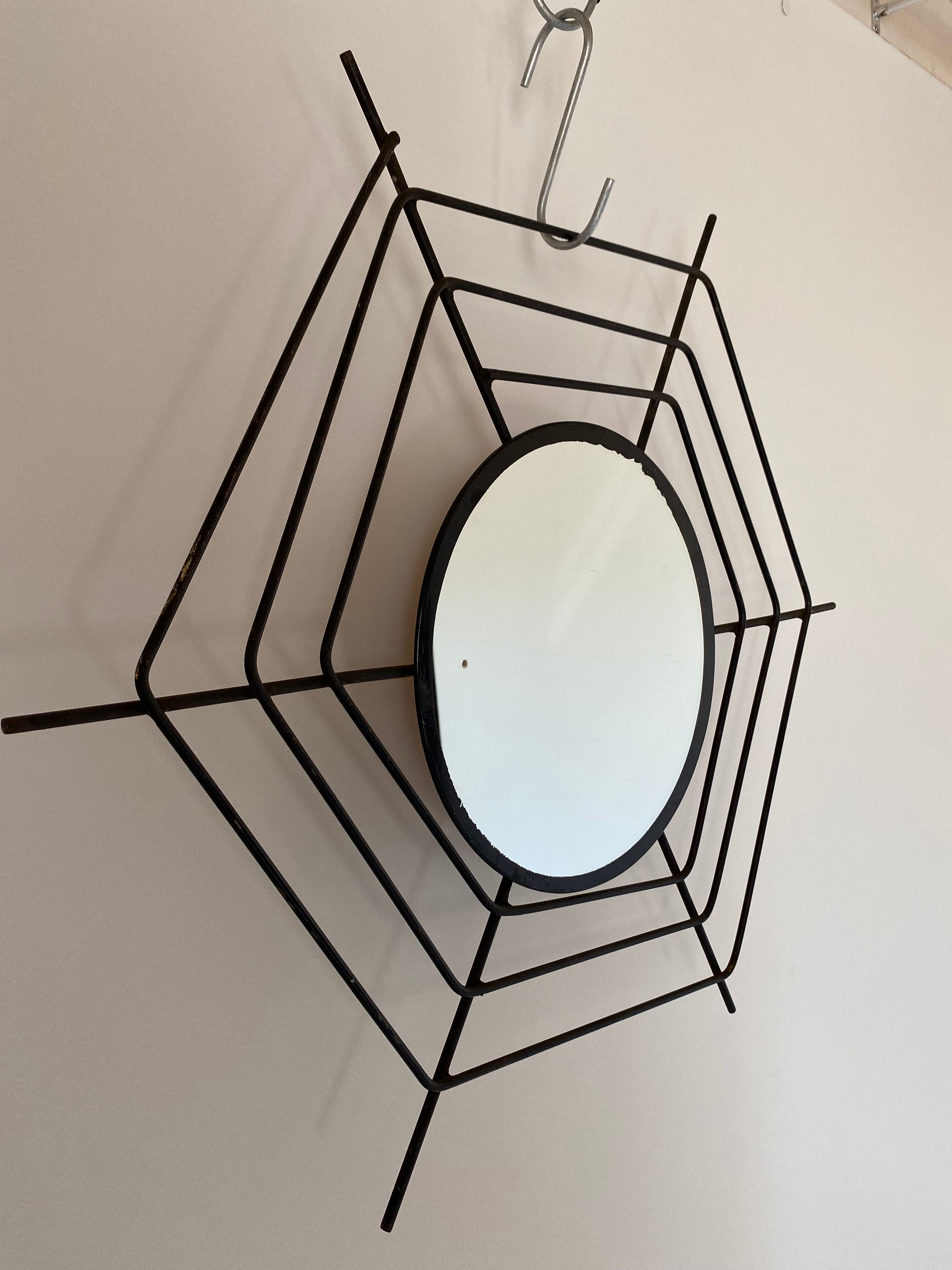 1960s vintage spiderweb wall mirror, 64 cm