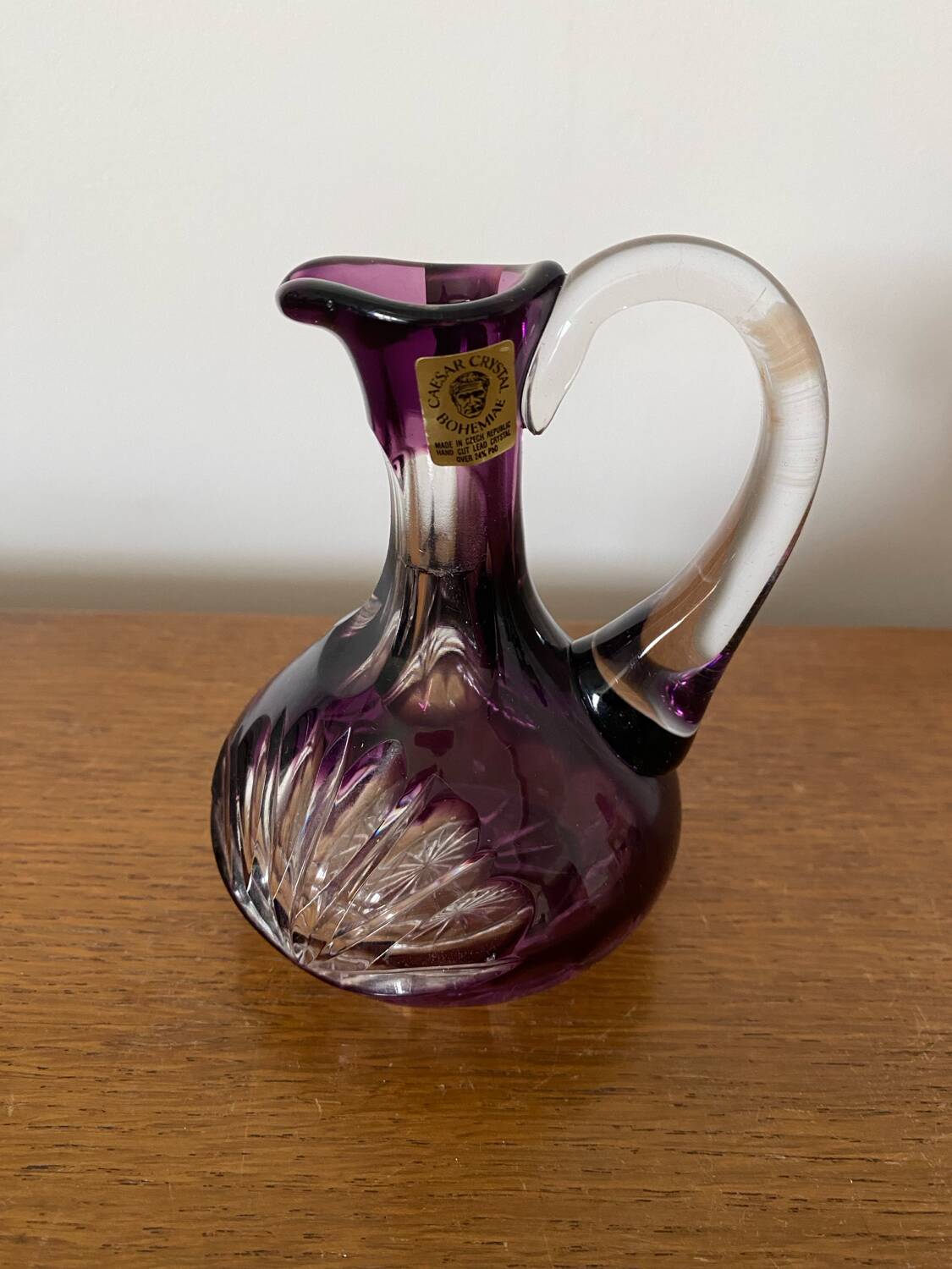 Vintage Czech Purple Crystal CAESAR Crystal Bohemiae Bottle Jug