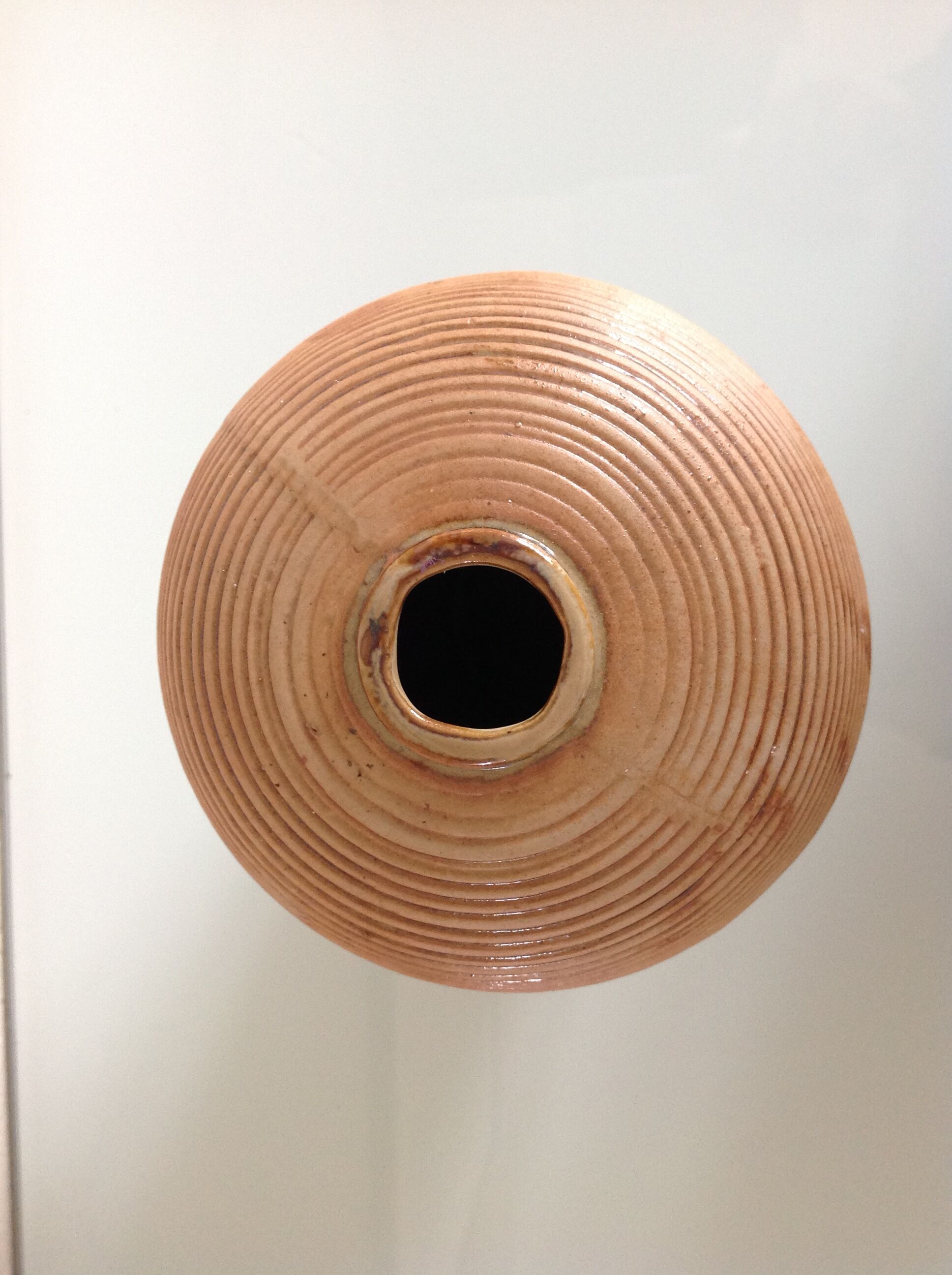 Soliflore ovoid vase in beige ceramic / vintage 70s