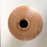 Vase ovoide soliflore en céramique beige vintage années 70