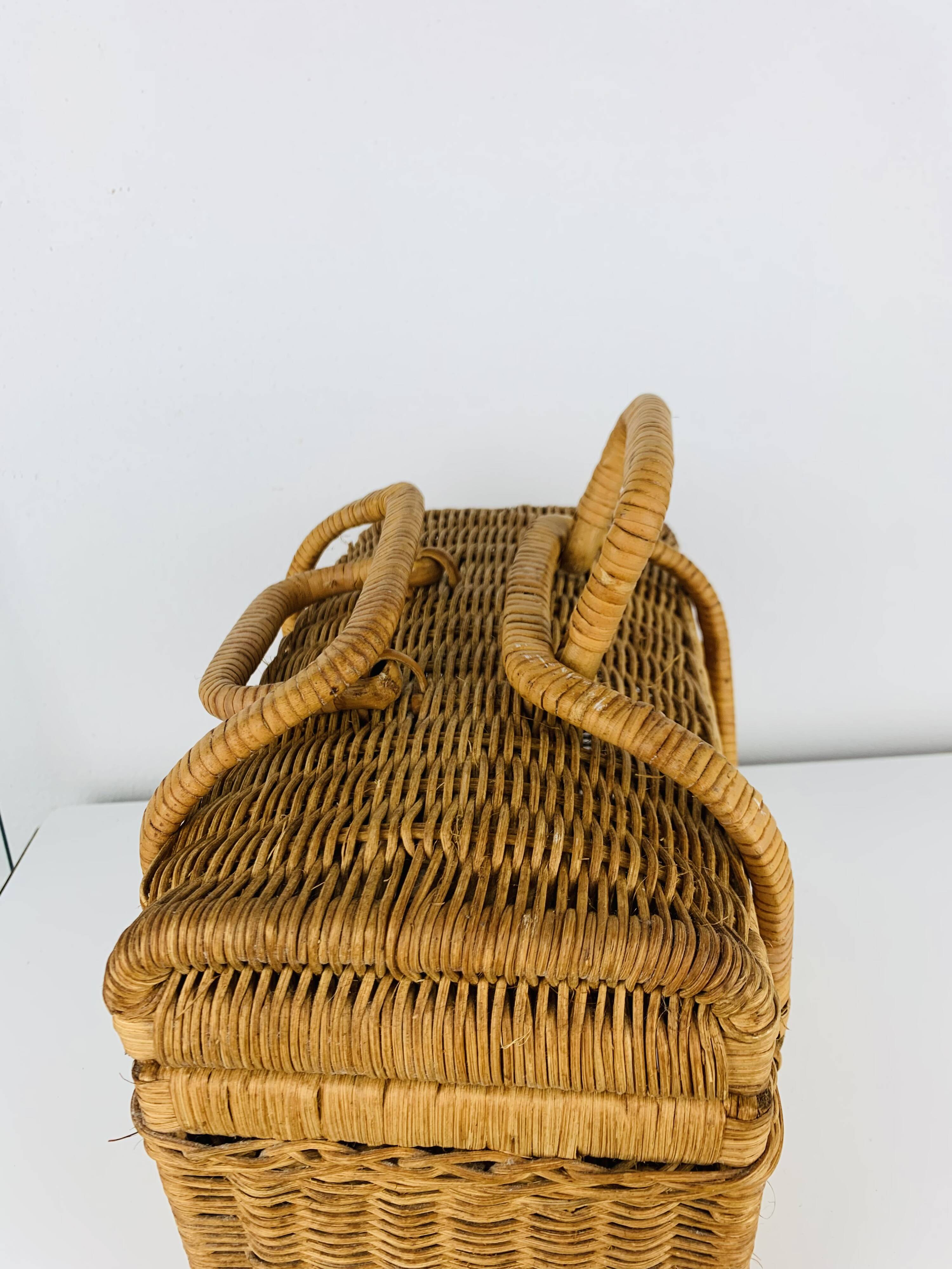 Vintage rattan basket, 1960s