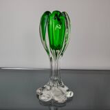 Sommerso green candle holder by Flavio Poli for Seguso, Murano glass, Italy, 1970