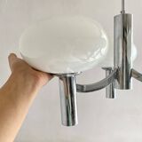 Space age glass and chrome chandelier, Italian design 1970