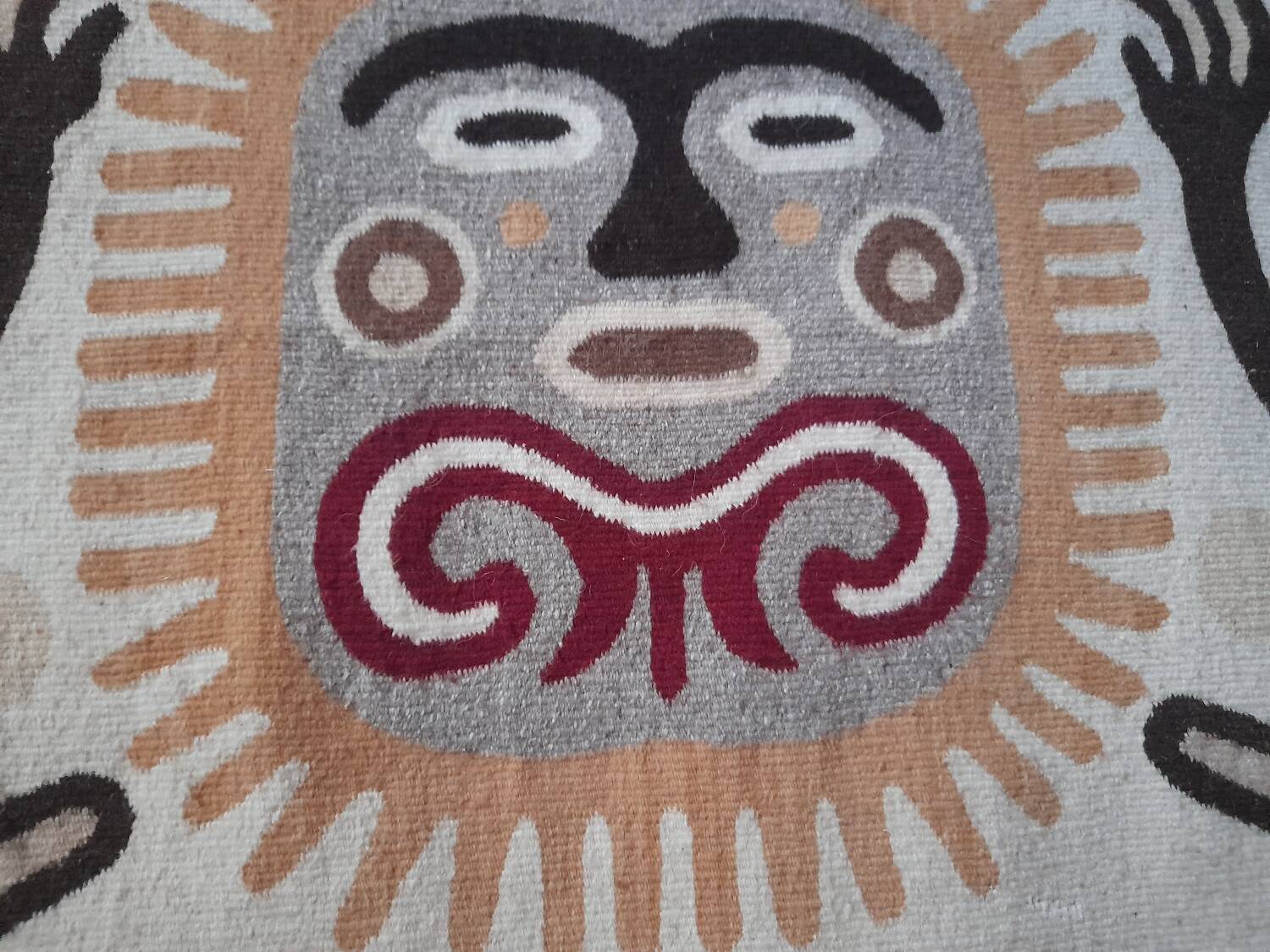 Large handmade wool kilim mural pre-Columbian 178x90cm