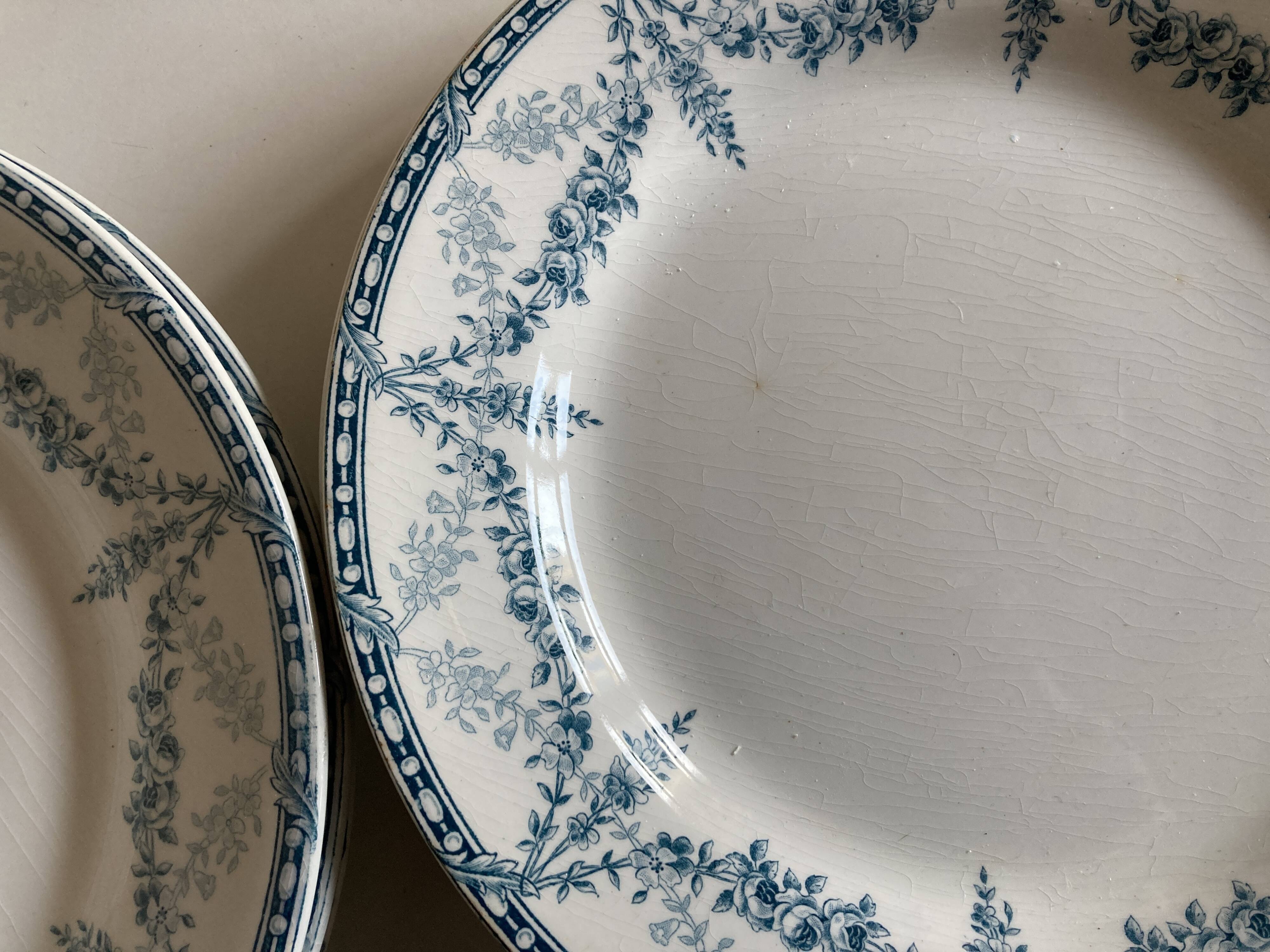 Set of 5 plates of earthenware Creil and Montereau early 20th