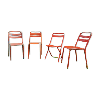 Ensemble de 4 chaises bistrot Tolix