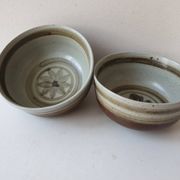 Set of 2 ramekins Bowls / cups in glazed ceramic Signed Blanot