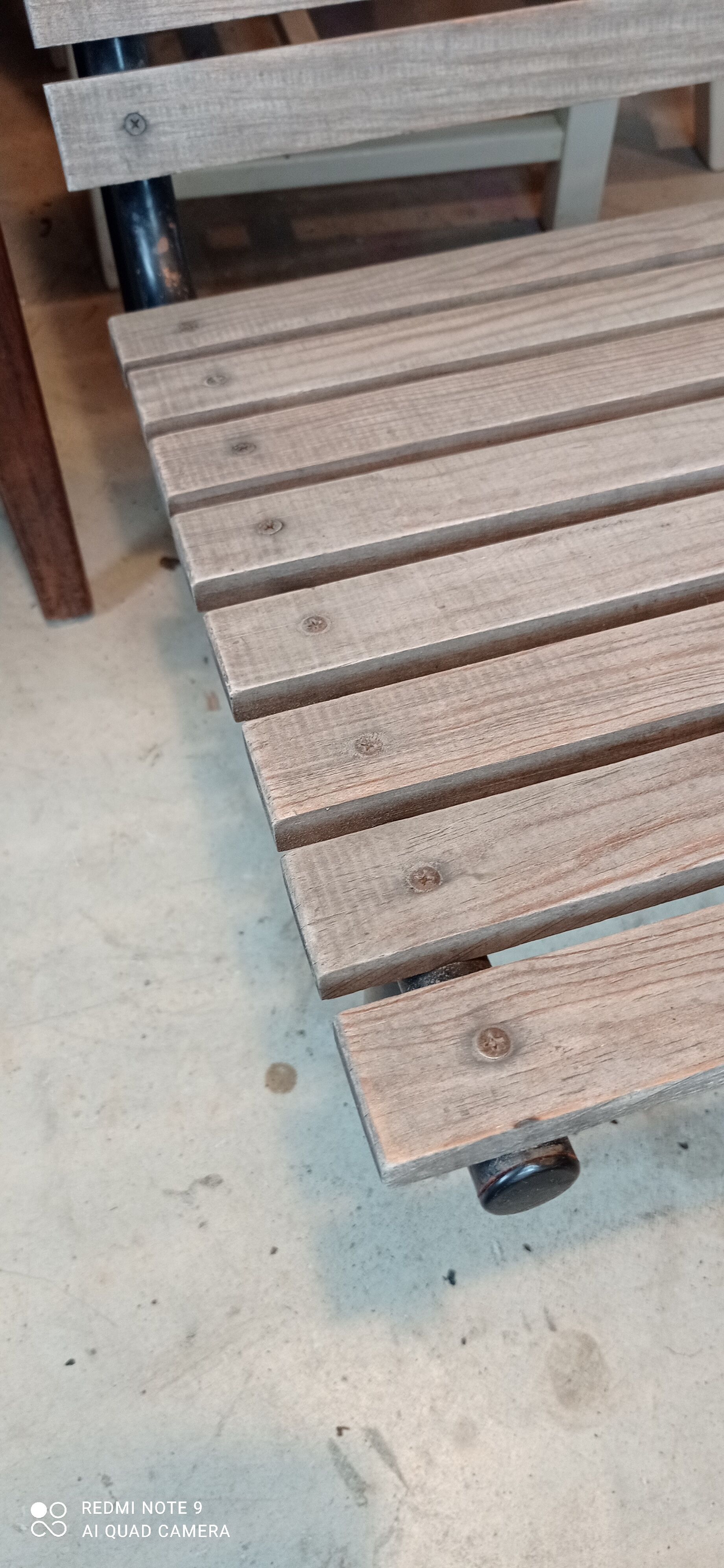 Metal and wood bench