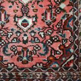 Tapis vintage fait main Lilihan en laine rose (59cm x 93cm) – Années 1970