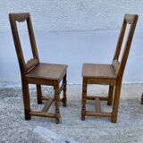 Set of 4 19th century Lorraine chairs in rustic wood