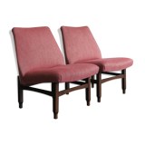 Couple of Italian midcentury modern design red armchairs 1950s